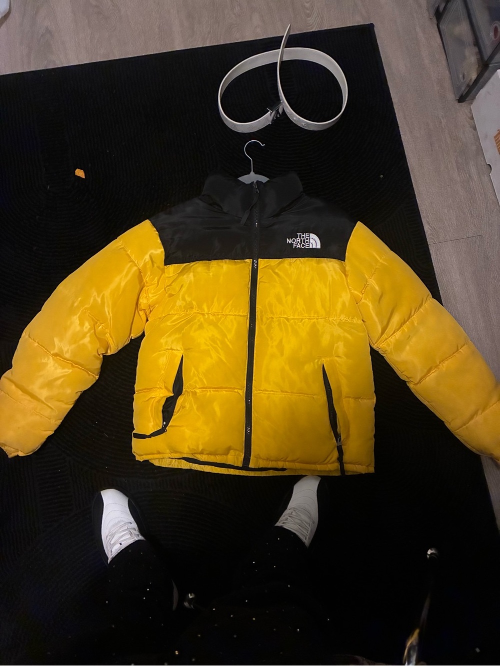 The North Face Yellow and Black Insulated Puffer Coat
